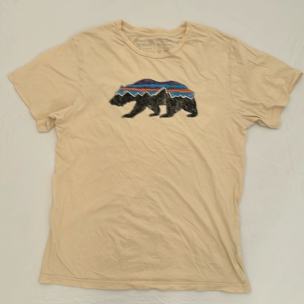 Patagonia Fitz Roy Bear natural beige slim fit short sleeve t-shirt